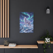 Arctic Wolf Aurora Borealis Scene Wall Art & Canvas Print
