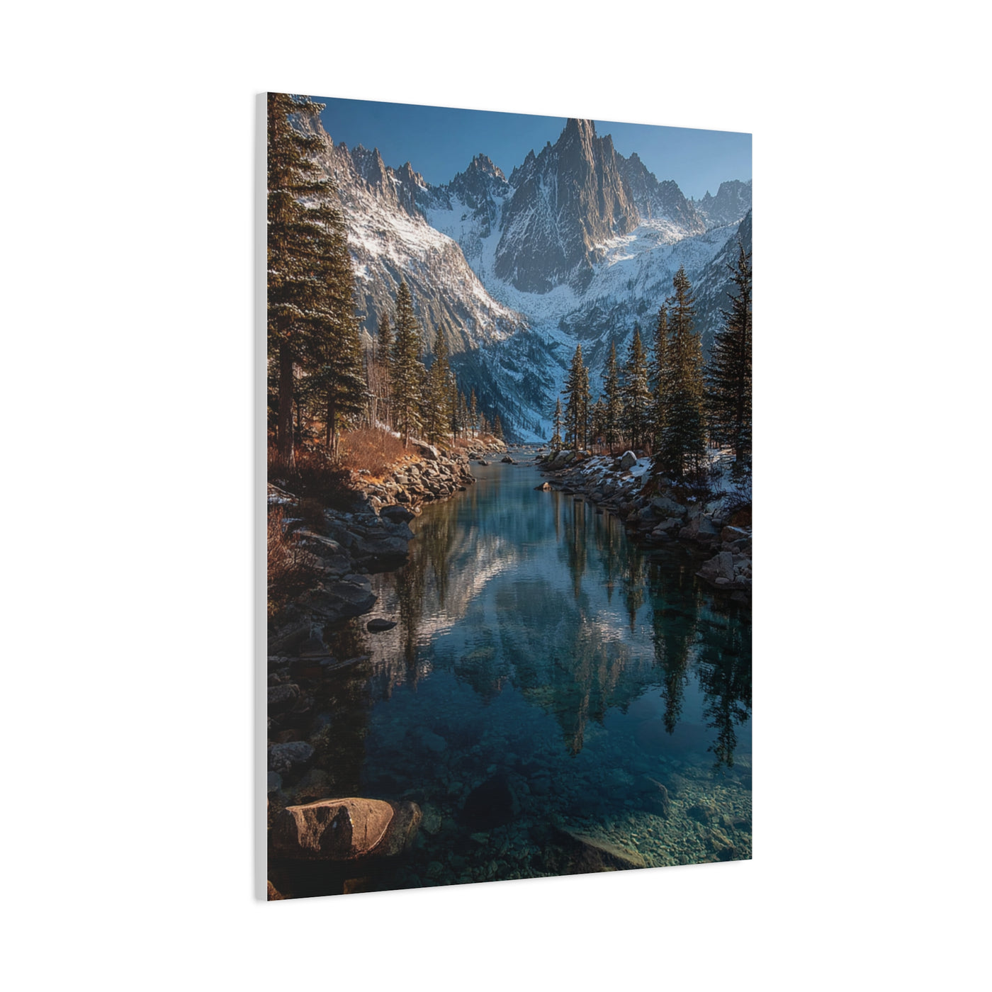 Serene Alpine Lake Reflection Wall Art & Canvas Print