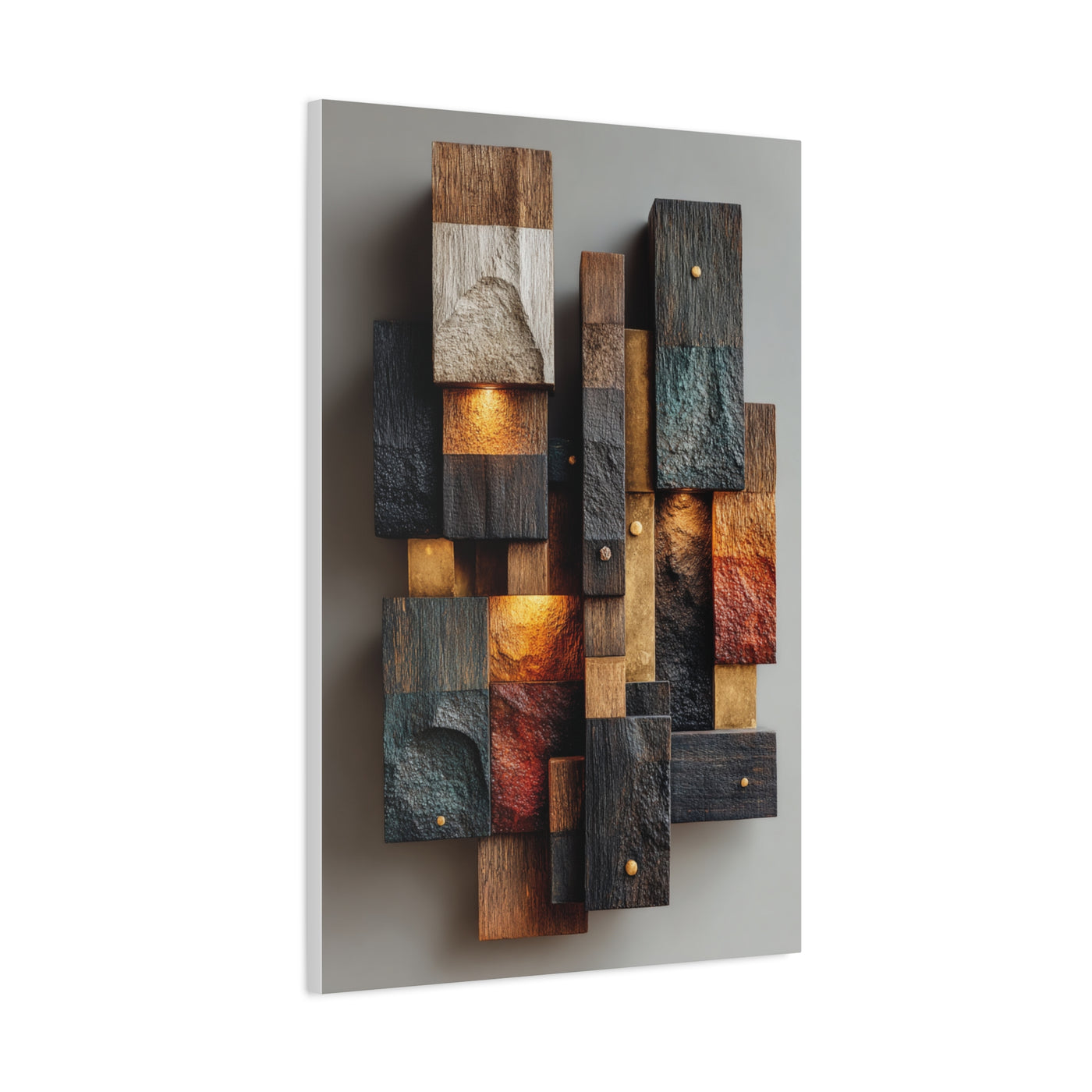 Sculptural Wood Panel Assemblage Wall Art & Canvas Print