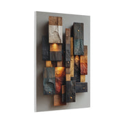 Sculptural Wood Panel Assemblage Wall Art & Canvas Print