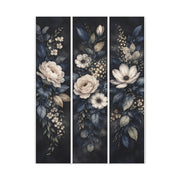 Navy Botanical Floral Triptych Wall Art & Canvas Print