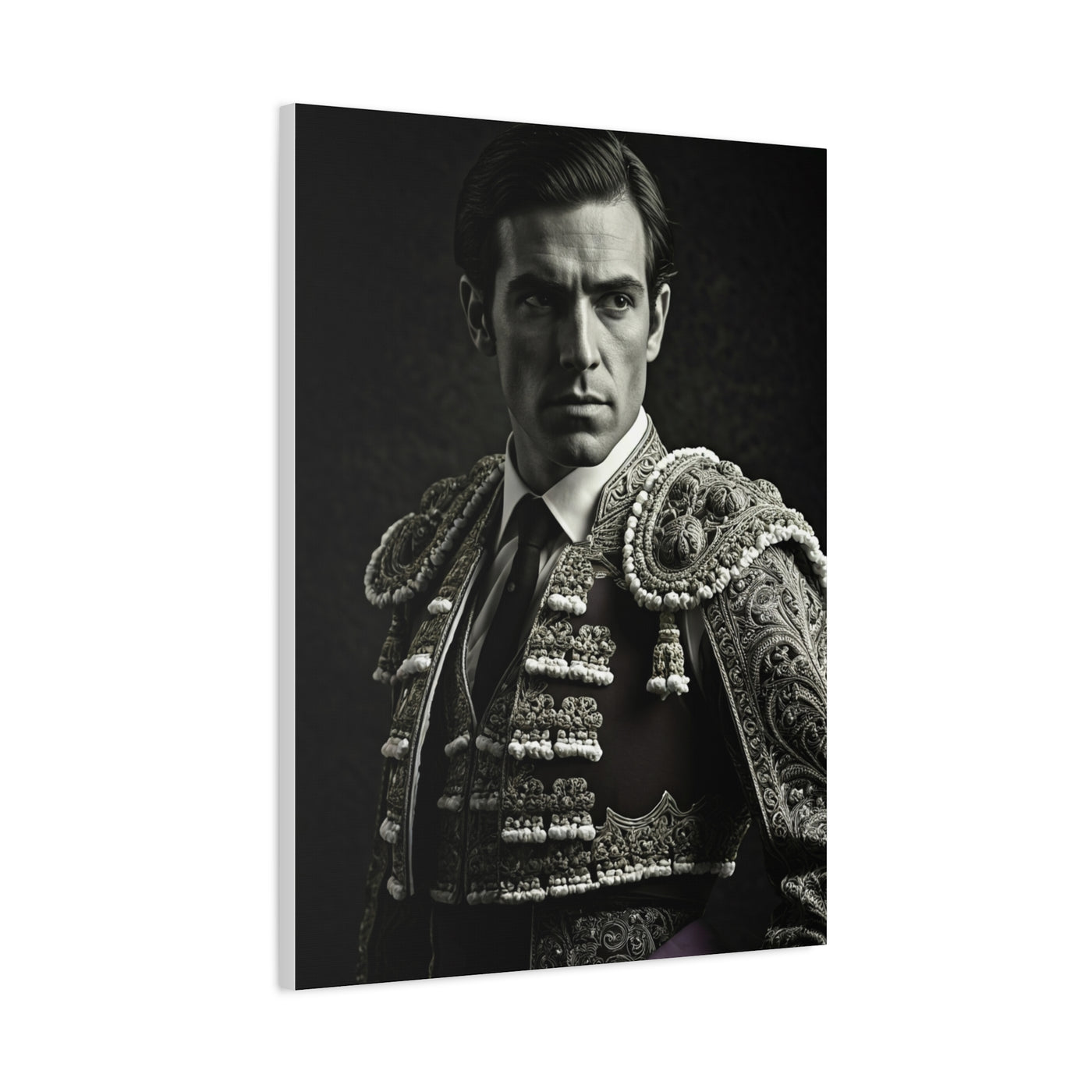 Stoic Warrior in Armor Black & White Wall Art & Canvas Prints