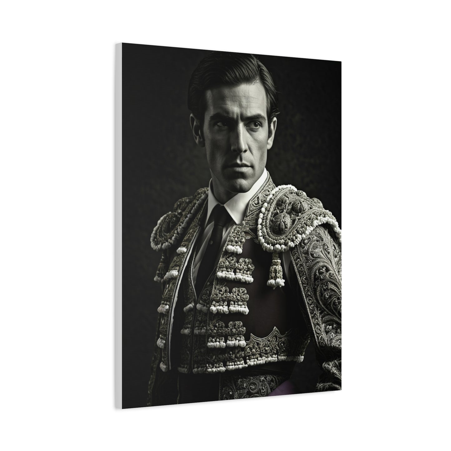 Stoic Warrior in Armor Black & White Wall Art & Canvas Prints