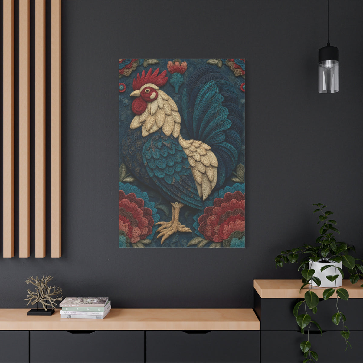 Wycinanki Rooster Folk Ornament Wall Art & Canvas Print