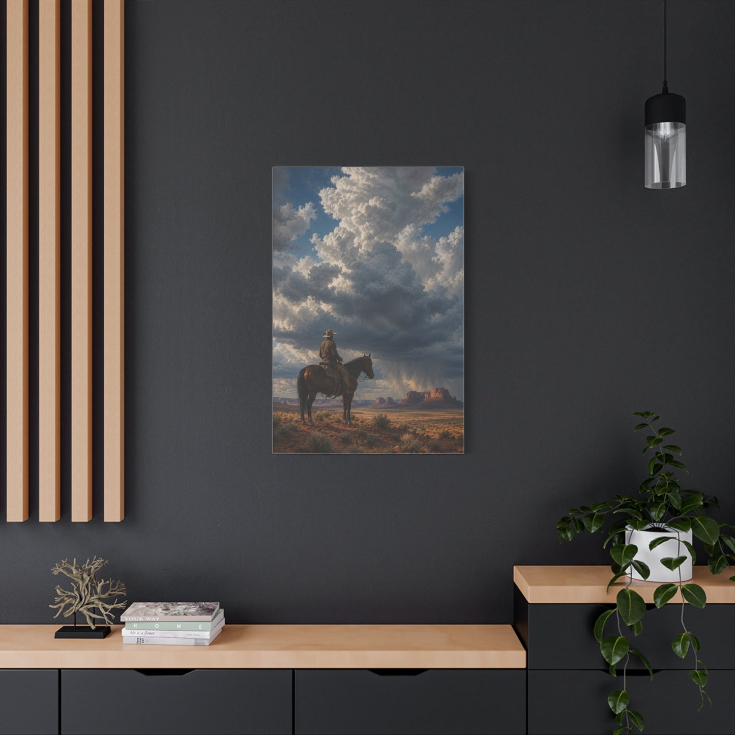 Cowboy Storm Horizon Monument Scene Wall Art & Canvas Print