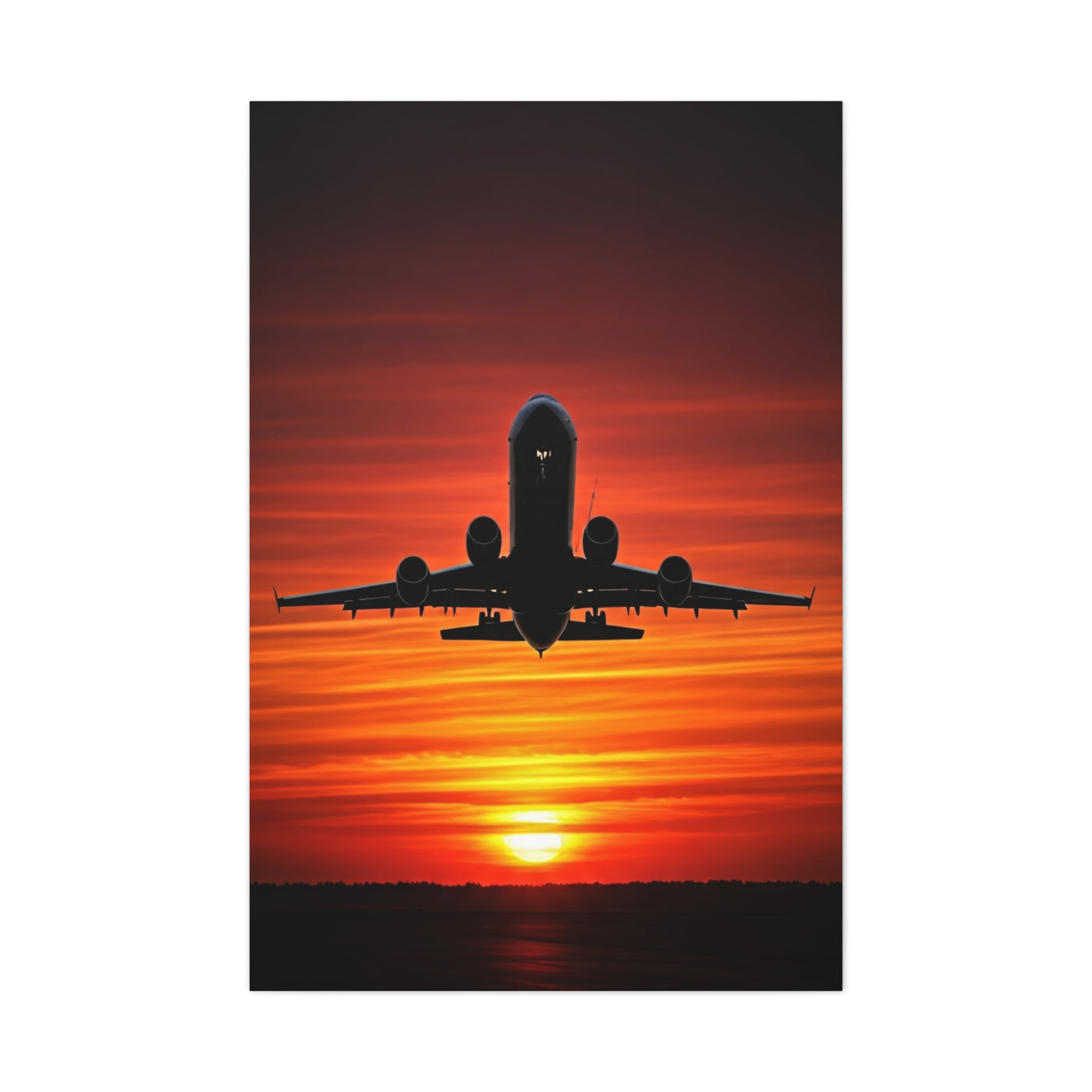 Sunset Departure Jet Silhouette Wall Art & Canvas Prints