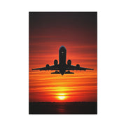 Sunset Departure Jet Silhouette Wall Art & Canvas Prints