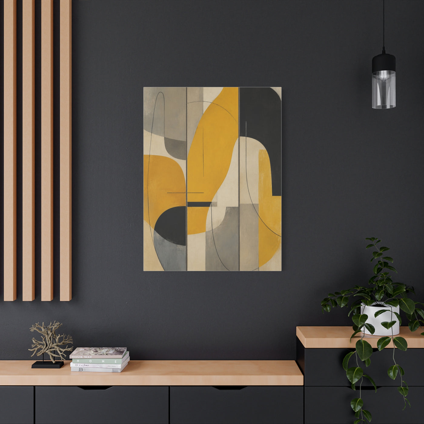 Organic Flow Mustard Curve Abstract Wall Art & Canvas Print