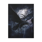 Raven Flying Through Storm Lightning Wall Art & Canvas Print