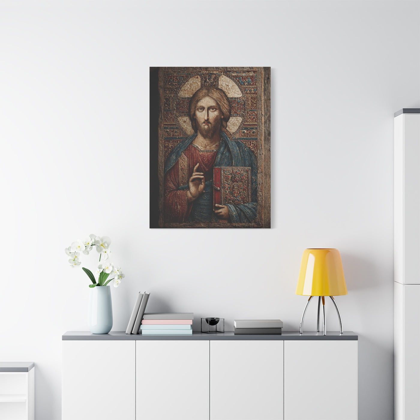 Christ Icon Mosaic Sacred Portrait Wall Art & Canvas Print