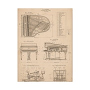 Steinway Grand Piano Technical Diagram Wall Art & Canvas Print