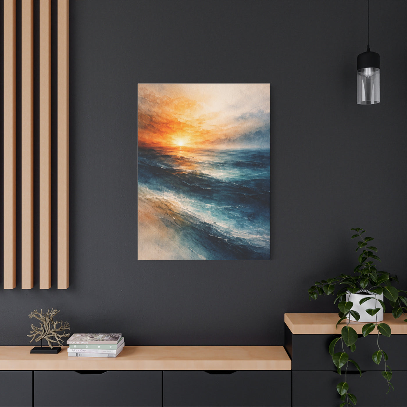 Ocean Sunrise Orange Horizon Wall Art & Canvas Print