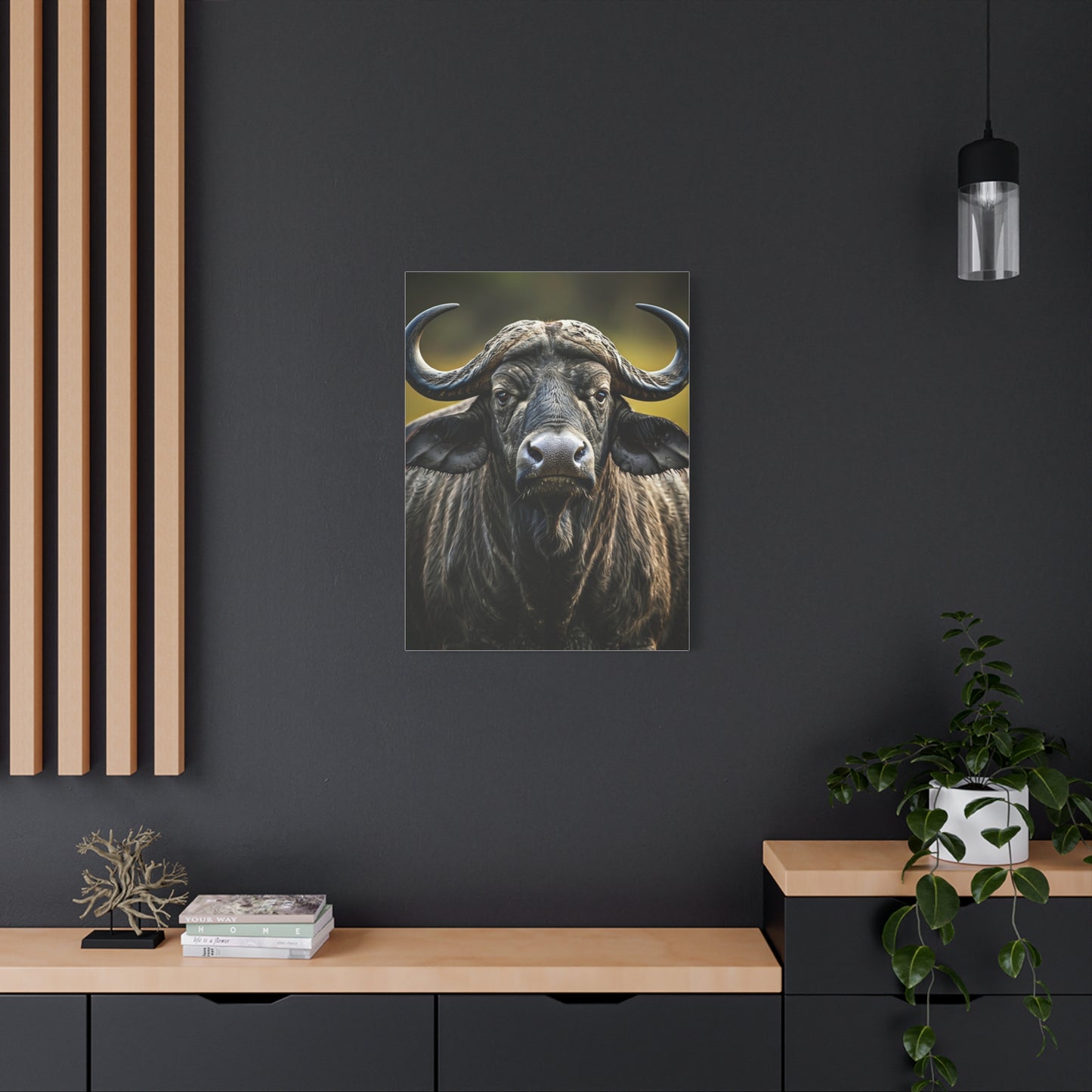 Golden Rim-Lit Buffalo Portrait Wall Art & Canvas Print