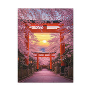 Torii Gate Sakura Pathway at Sunset Wall Art & Canvas Prints