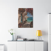 Sicilian Coastal Balcony Scene Wall Art & Canvas Print