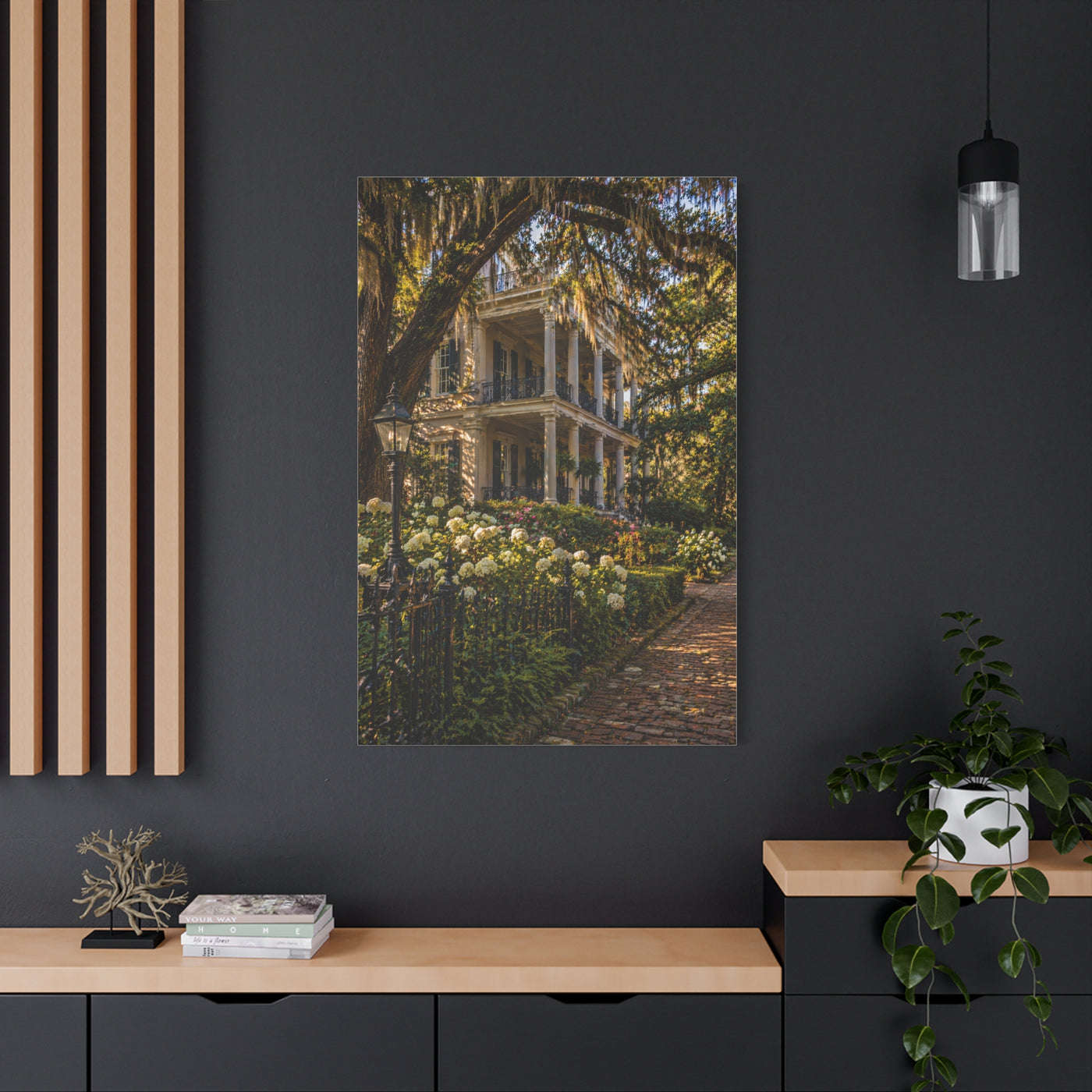 Garden District Mansion Under Live Oaks Wall Art & Canvas Print