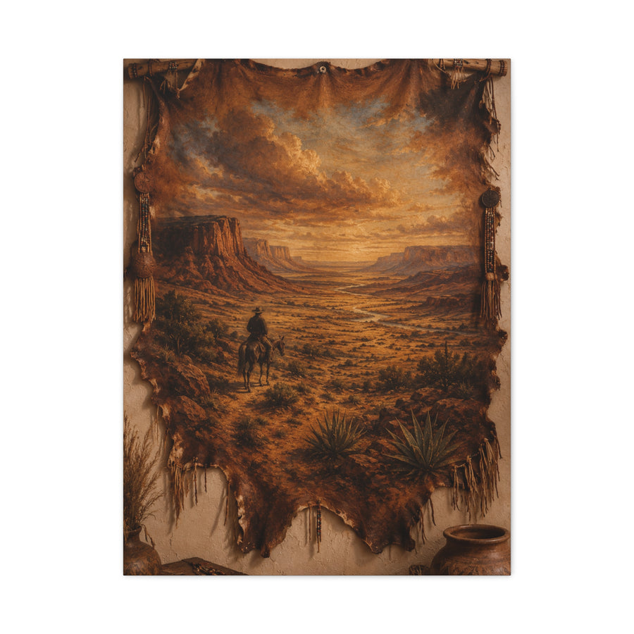 Leather Hide Desert Panorama Southwest Wall Art & Canvas Print