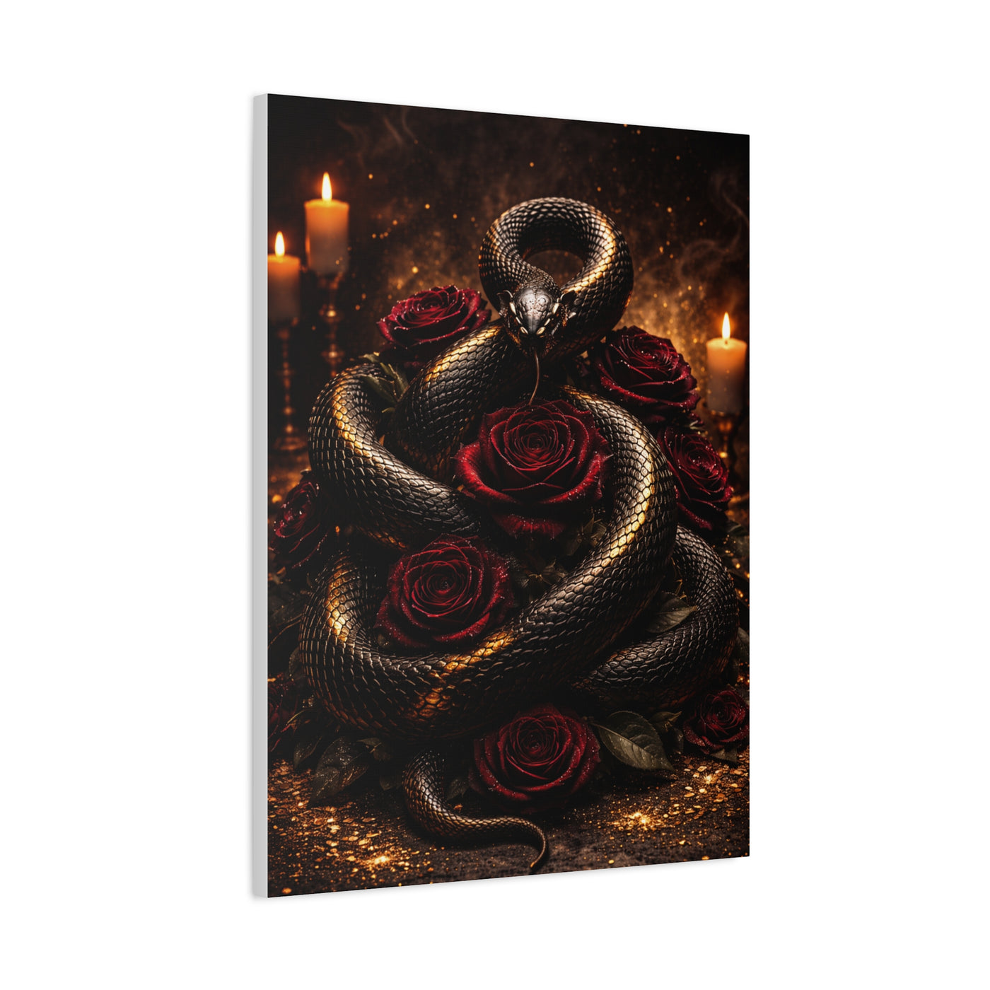 Black Serpent Crimson Rose Gold Wall Art & Canvas Print