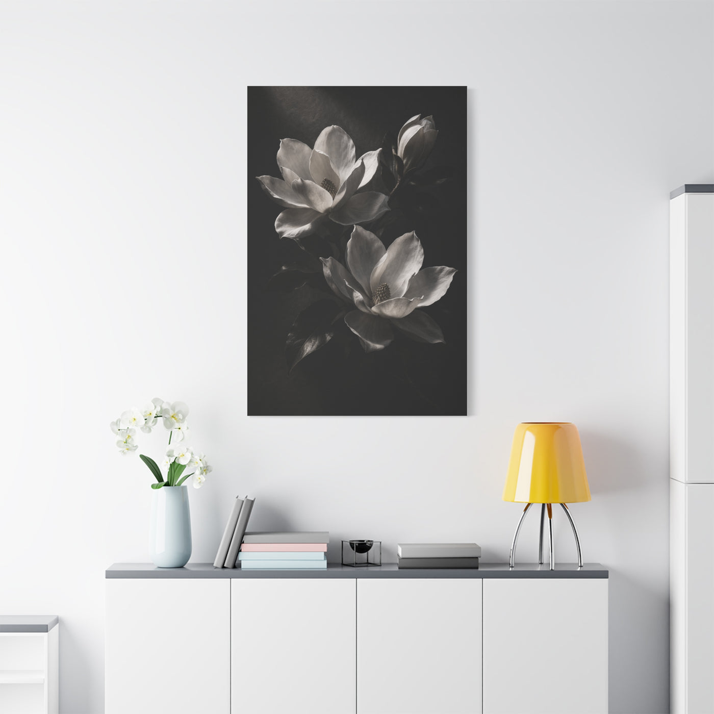 Charcoal Magnolia Floral Wall Art & Canvas Print