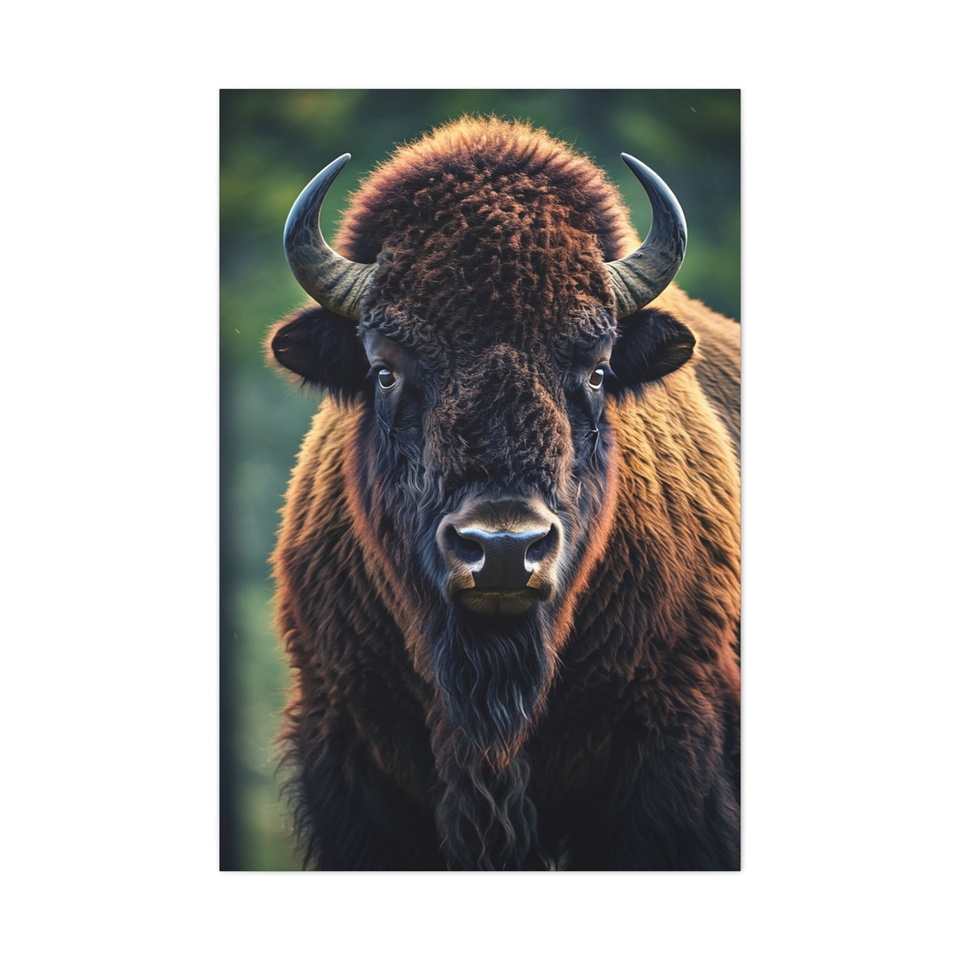 Vibrant Prairie Bison with Natural Green Backdrop Wall Art & Canvas Print