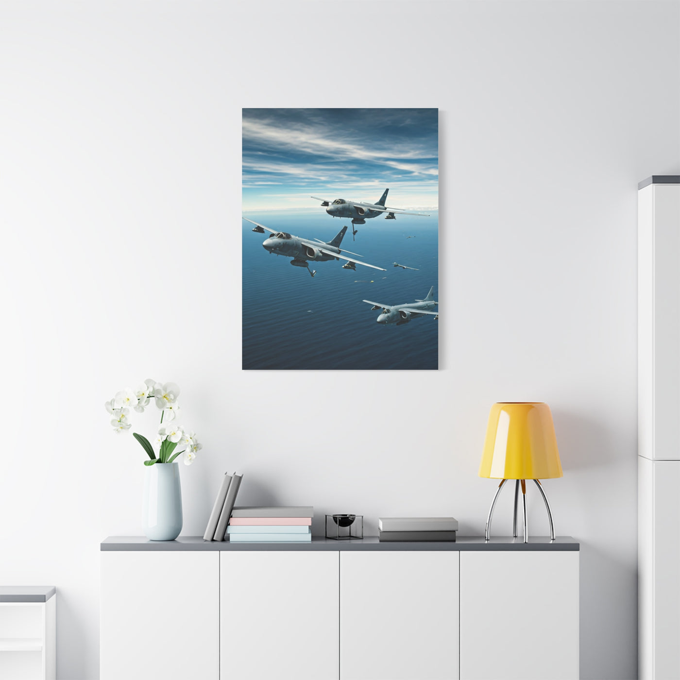 Squadron Formation Over Ocean Sky Wall Art & Canvas Prints