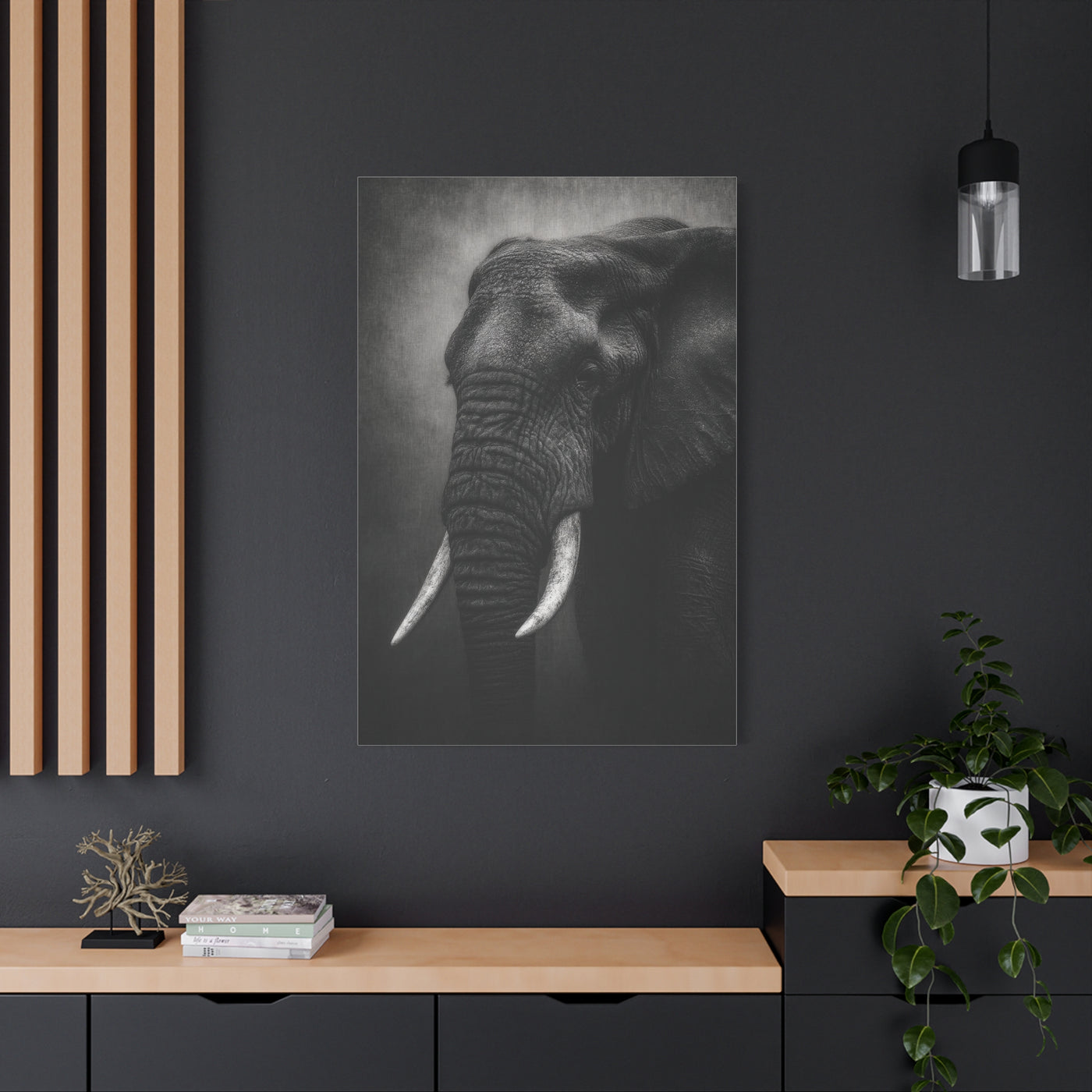 Monochrome Elephant Fine Art Portrait Wall Art & Canvas Print