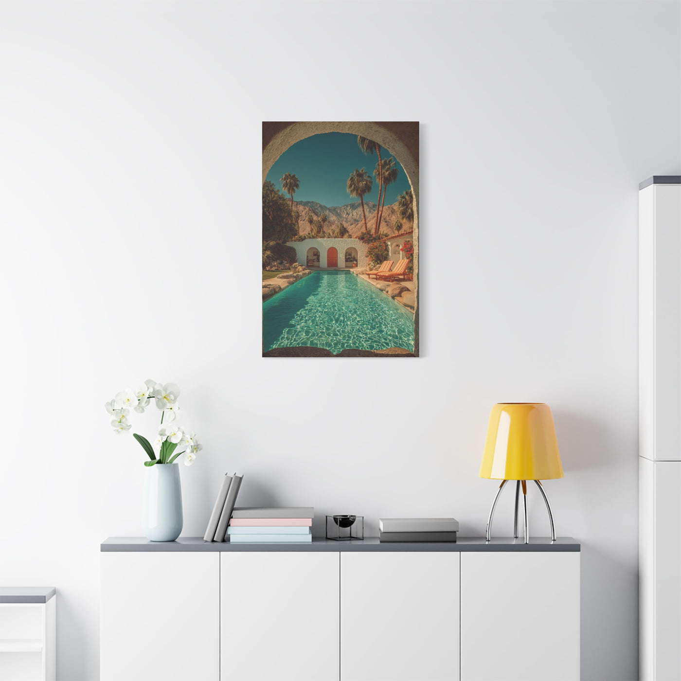 Palm Springs Courtyard Pool Escape Wall Art & Canvas Print