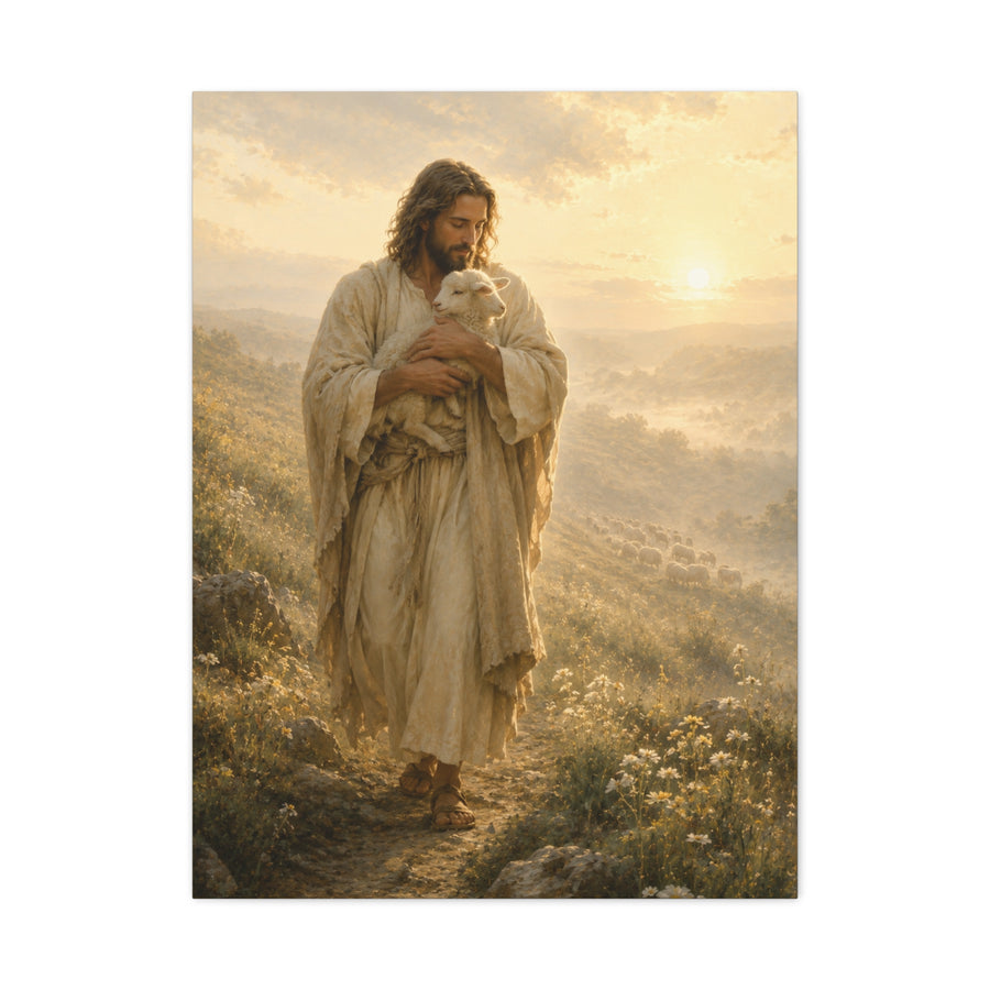 Christ Carrying the Lamb Scripture Wall Art & Canvas Print