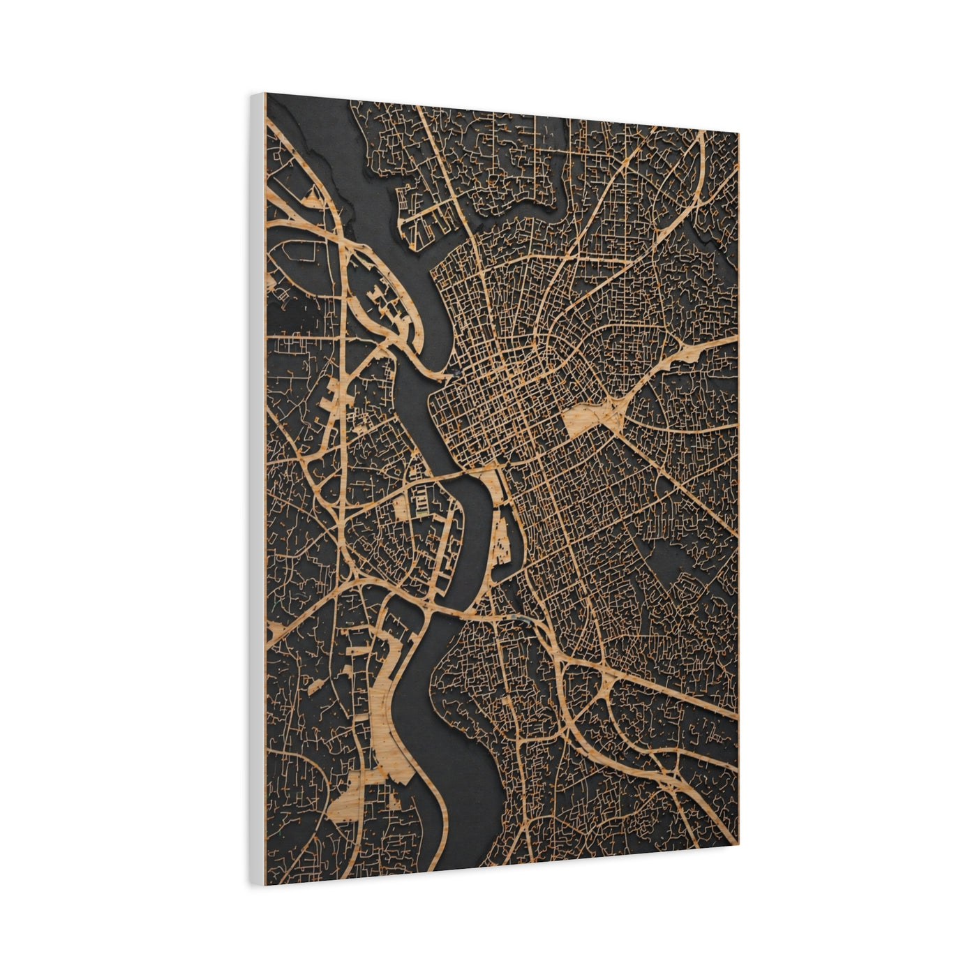 Laser-Cut City Map Relief Wall Art & Canvas Print