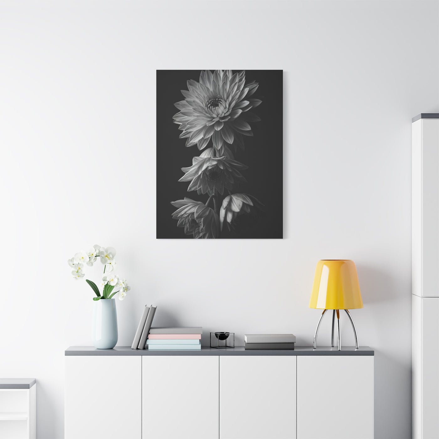 Vertical Dahlia Stem Composition Wall Art & Canvas Prints