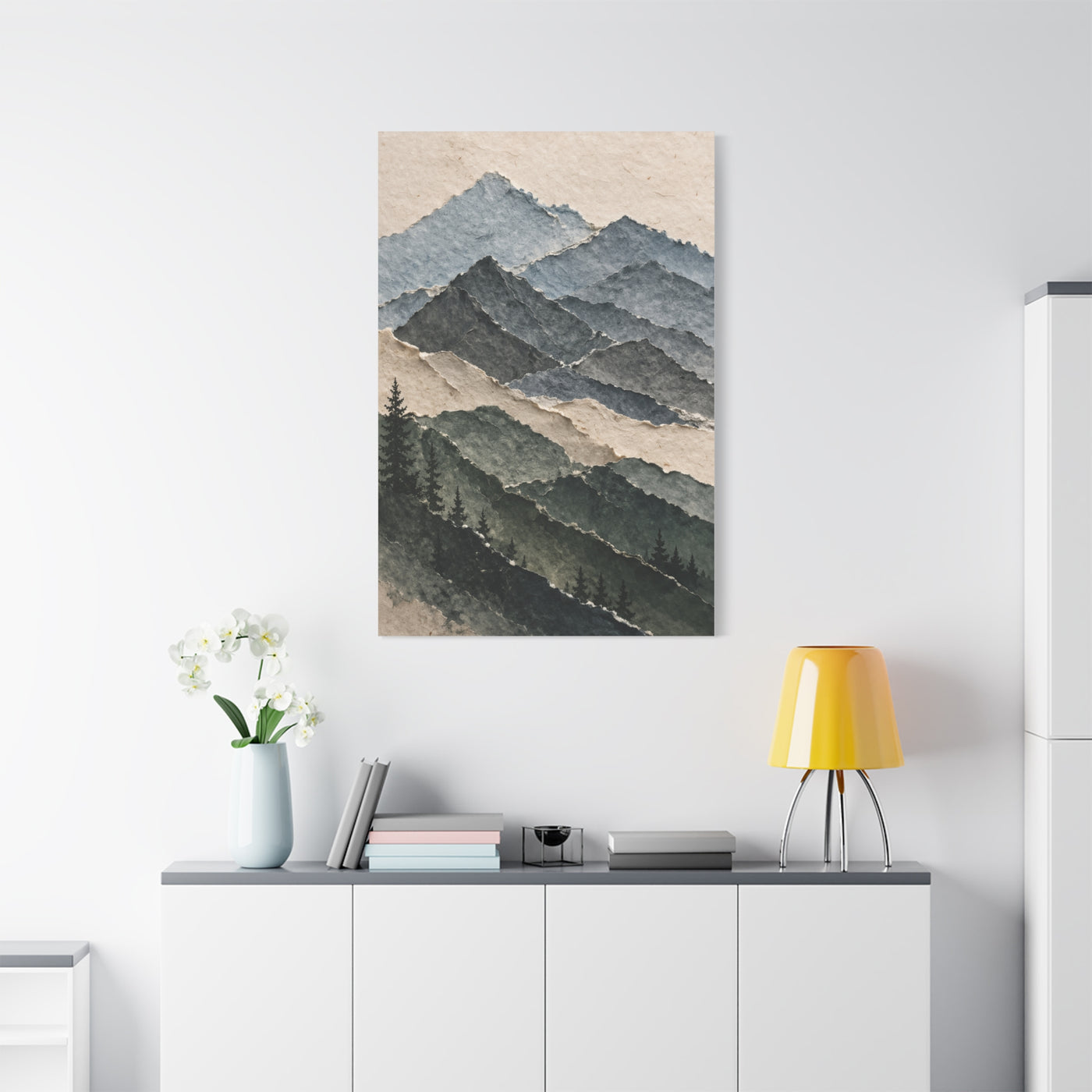 Abstract Layered Paper Mountain Wall Art & Canvas Print