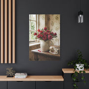 English Cottage Red Tulip Still Life Wall Art & Canvas Print