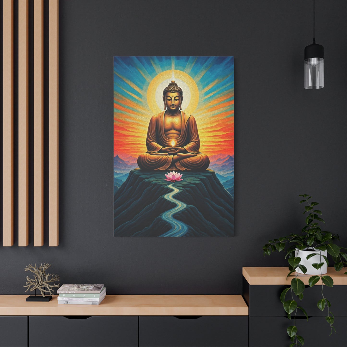Meditative Buddha with Lotus Path Wall Art & Canvas Prints