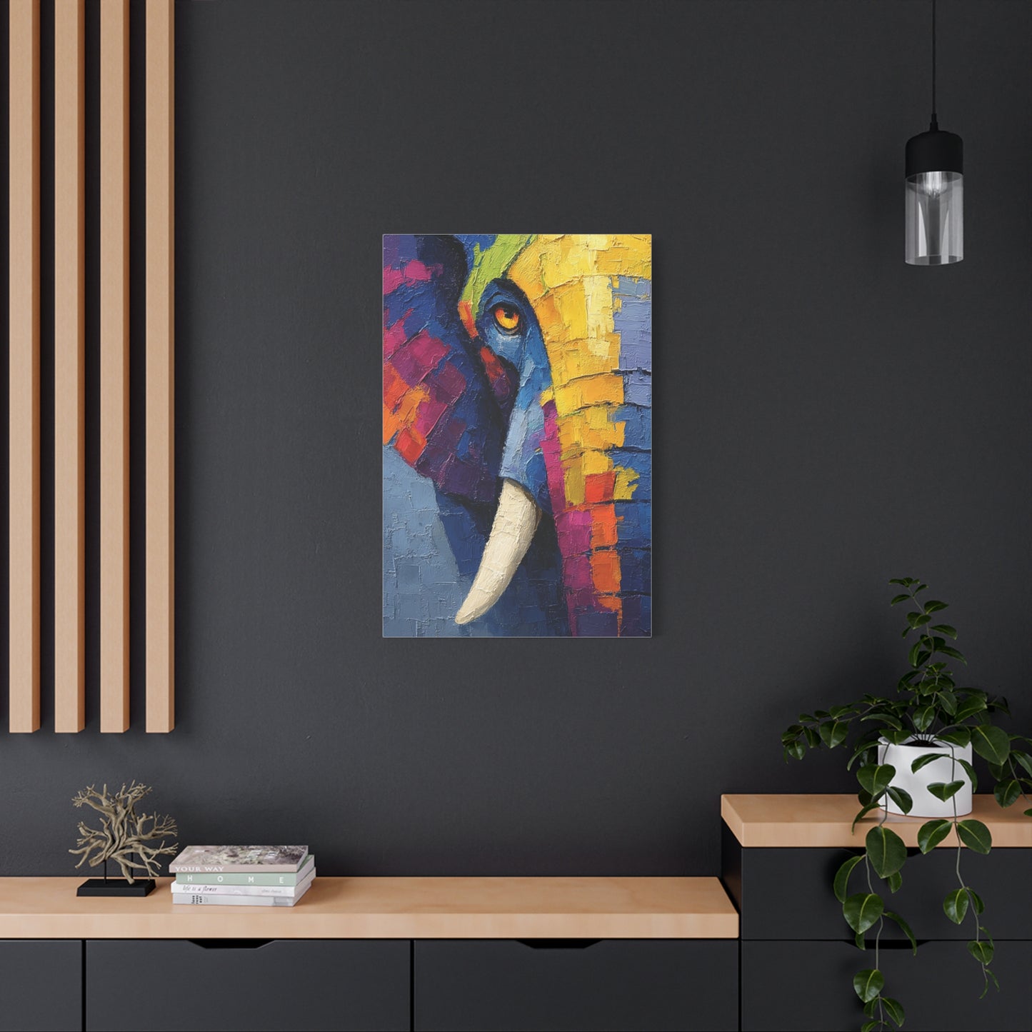 Abstract Color Elephant Impasto Wall Art & Canvas Print