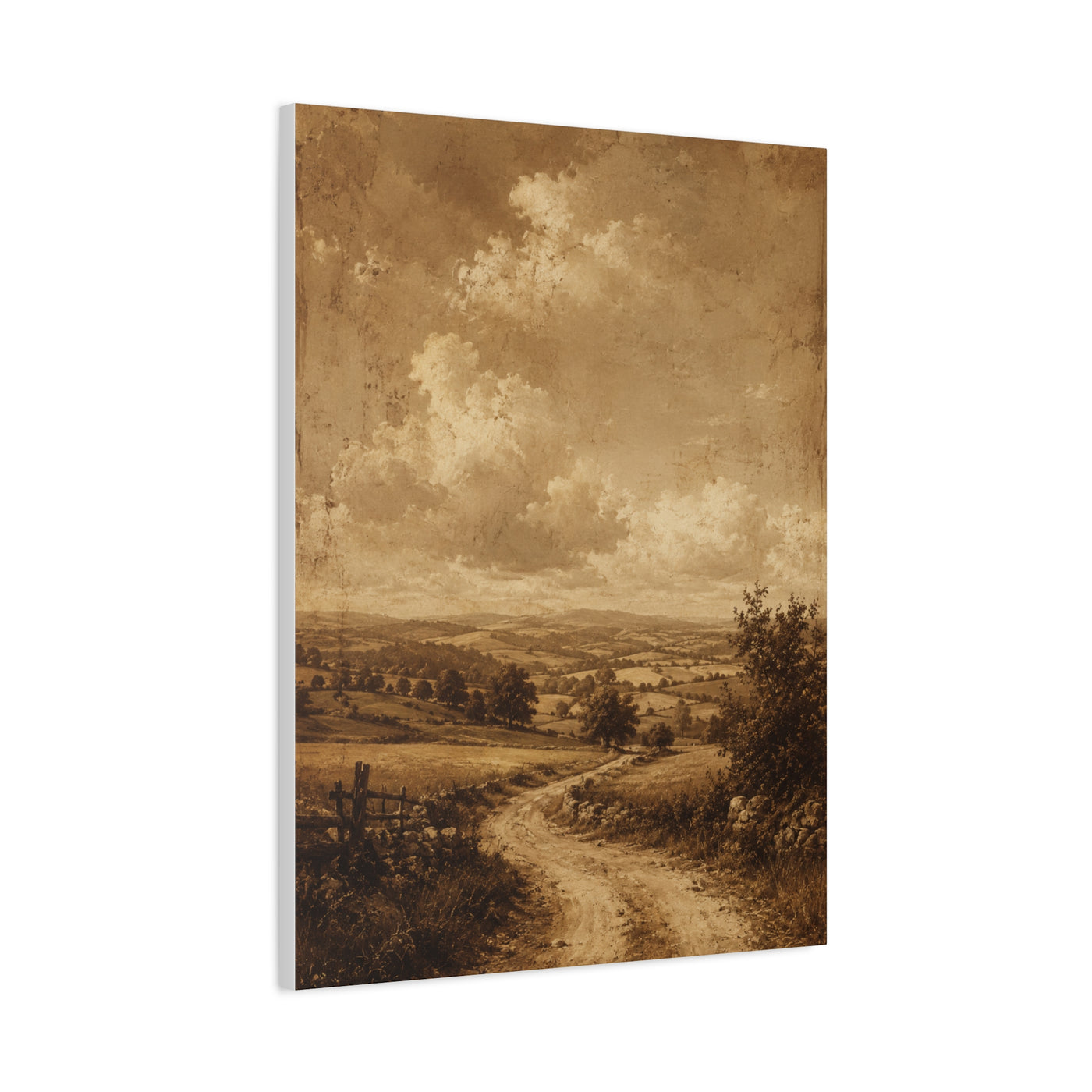 Sepia Countryside Path Panorama Wall Art & Canvas Print