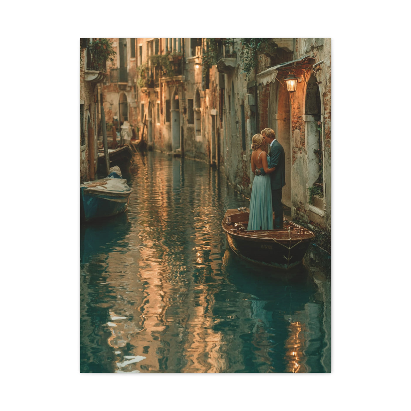 Venetian Canal Romance Couple Wall Art & Canvas Print