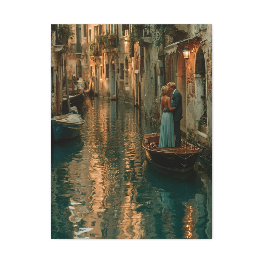 Venetian Canal Romance Couple Wall Art & Canvas Print