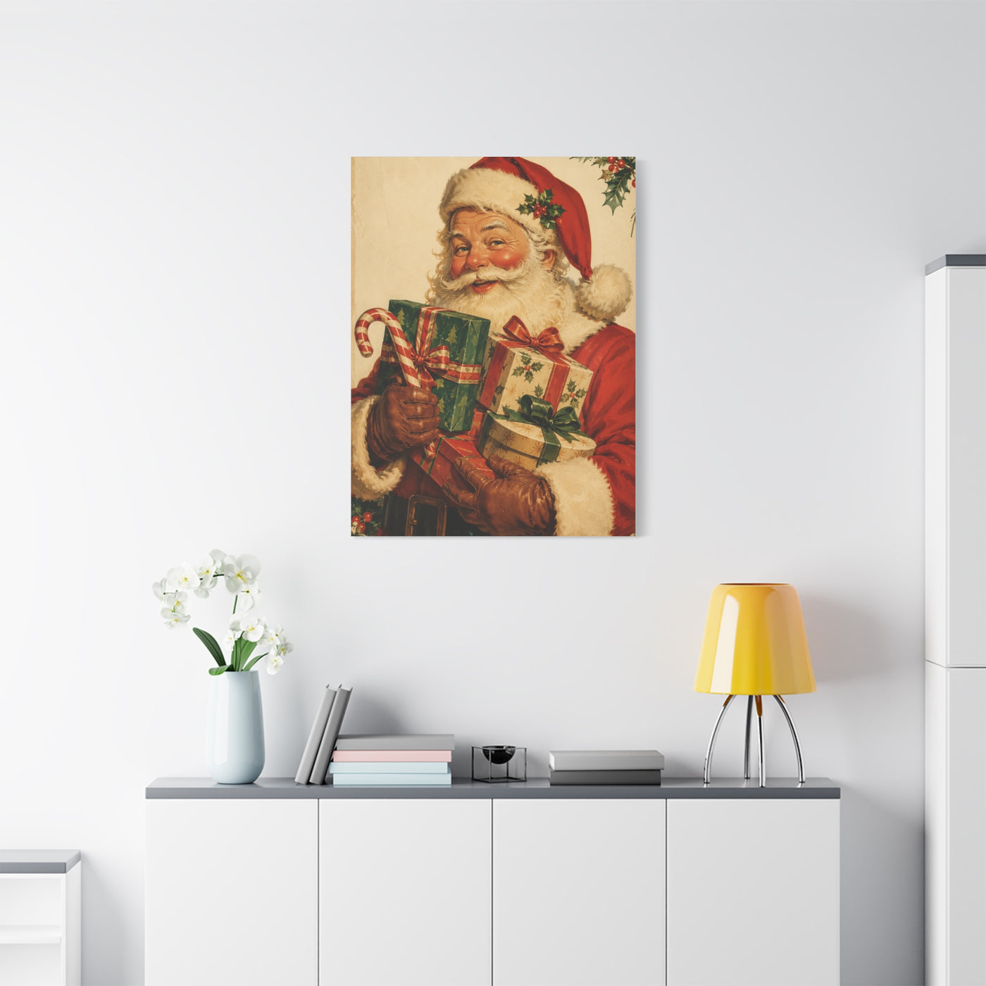 Vintage Americana Santa with Presents Wall Art & Canvas Print