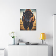 Dominant Prairie Bison in Golden Grass Wall Art & Canvas Print