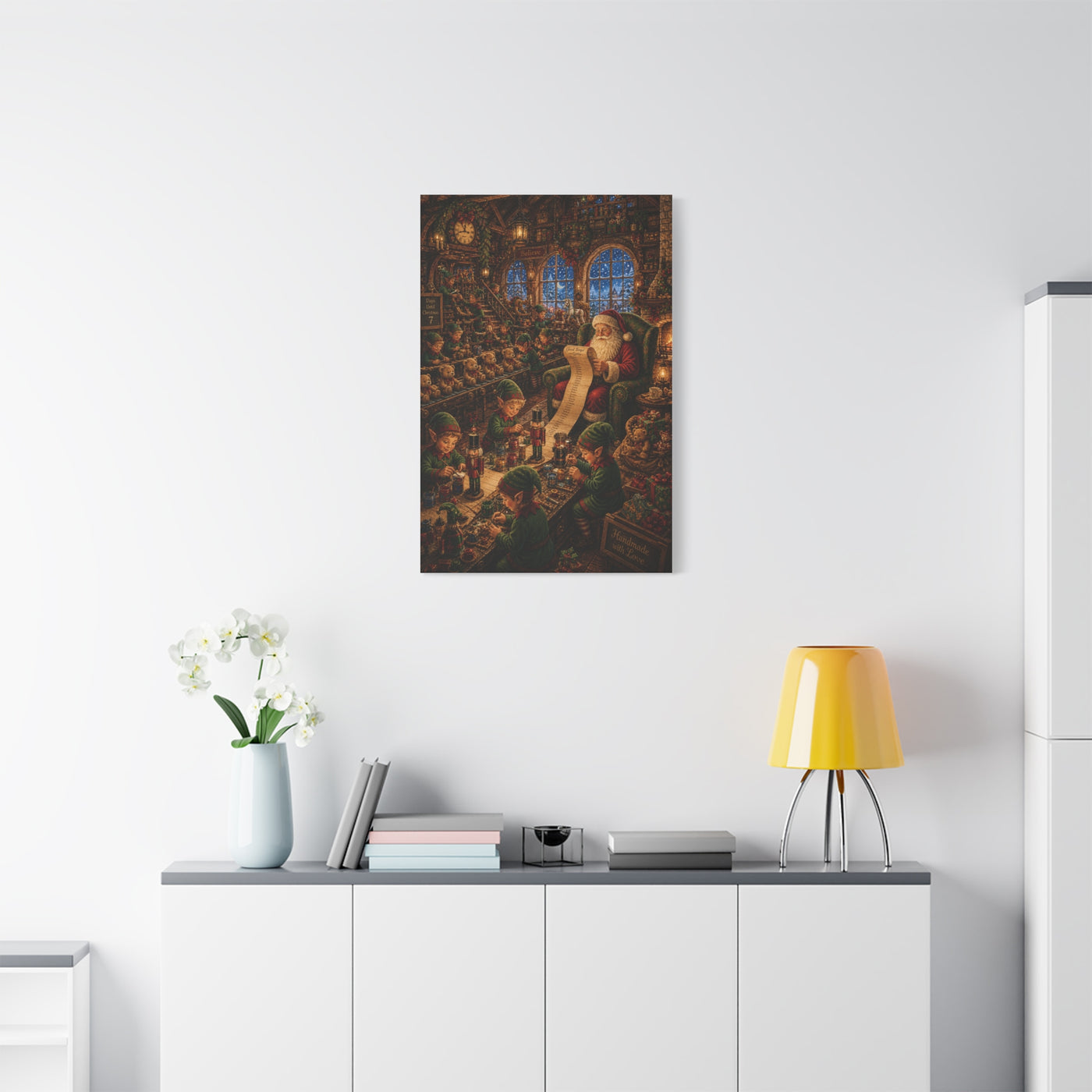 Cozy Traditional Santa Workshop Wall Art & Canvas Print