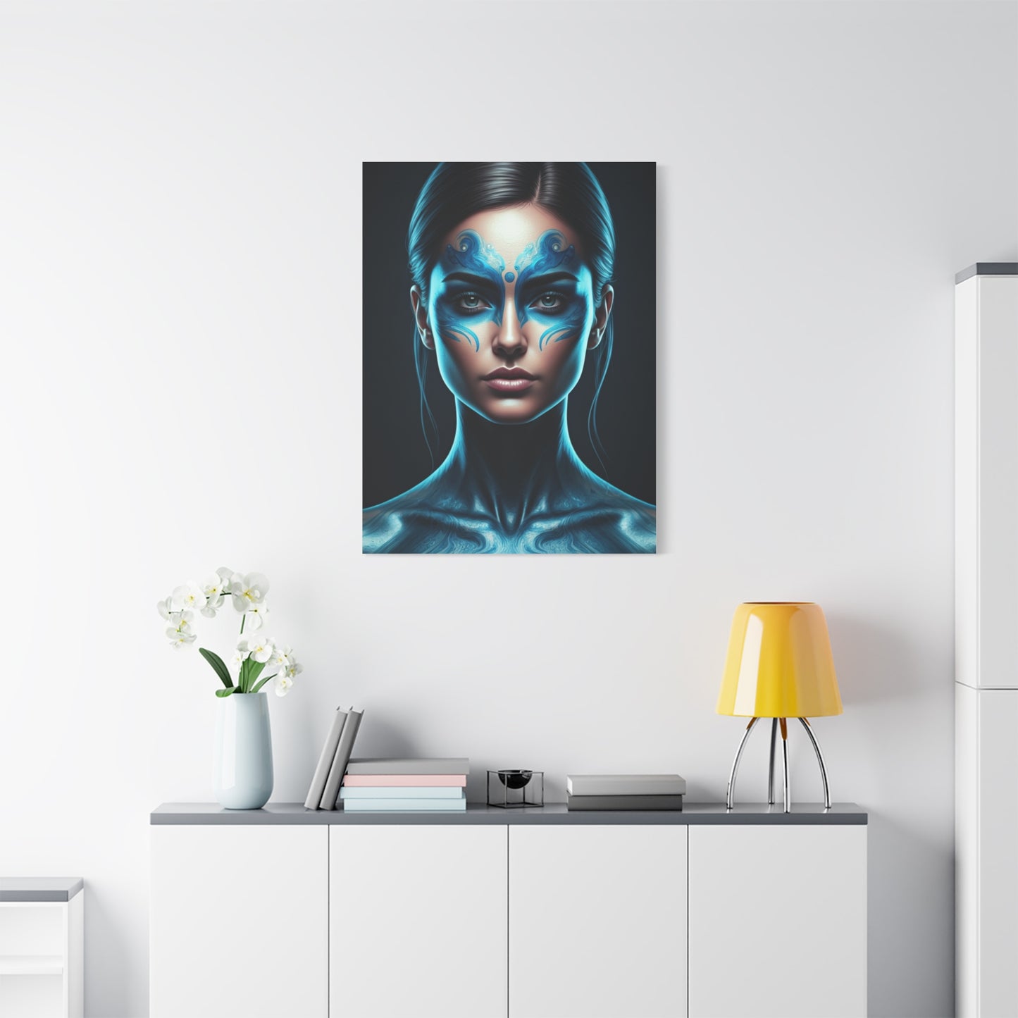 Celestial Blue Figure Portrait Wall Art & Canvas Prints