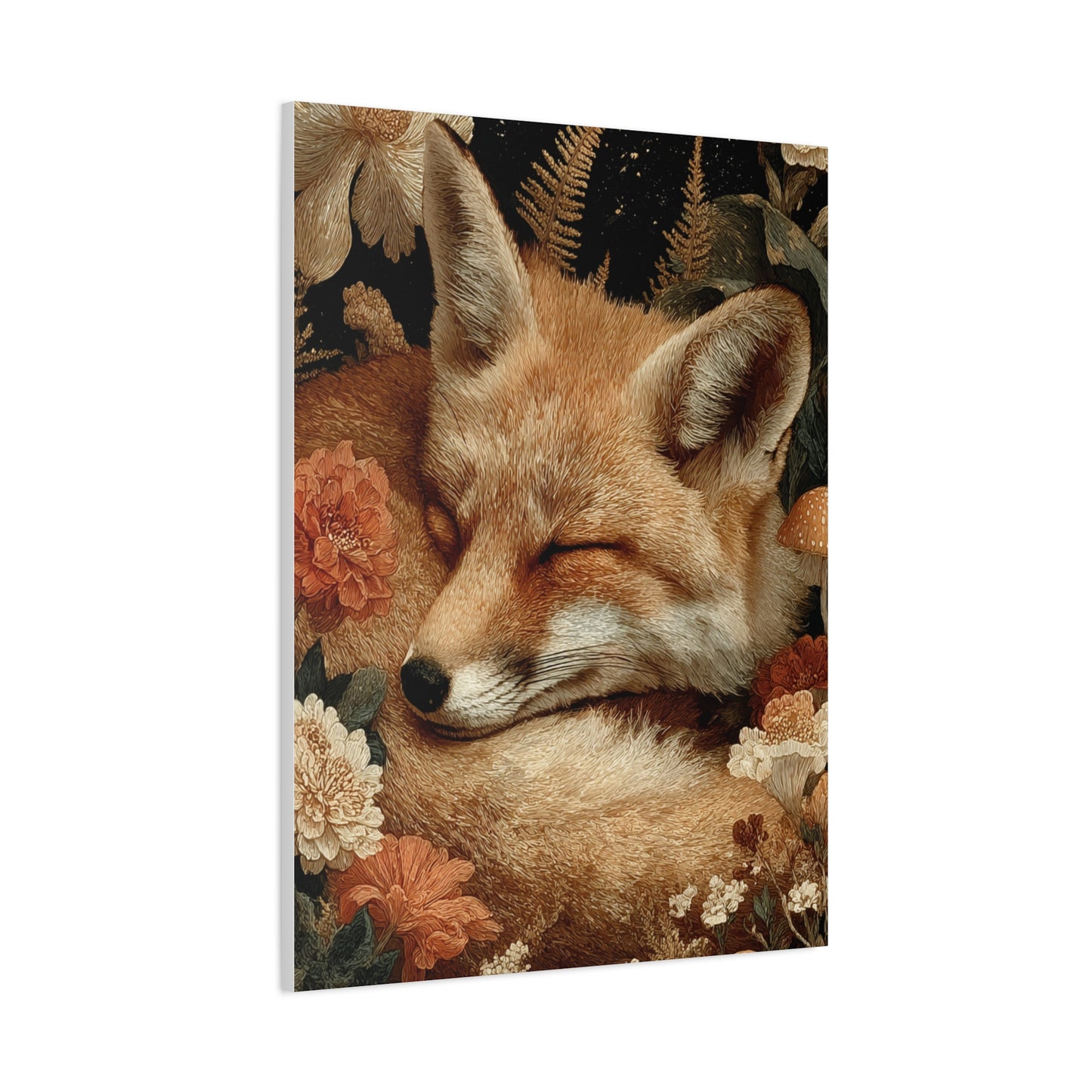 Sleeping Fox Floral Woodland Wall Art & Canvas Print