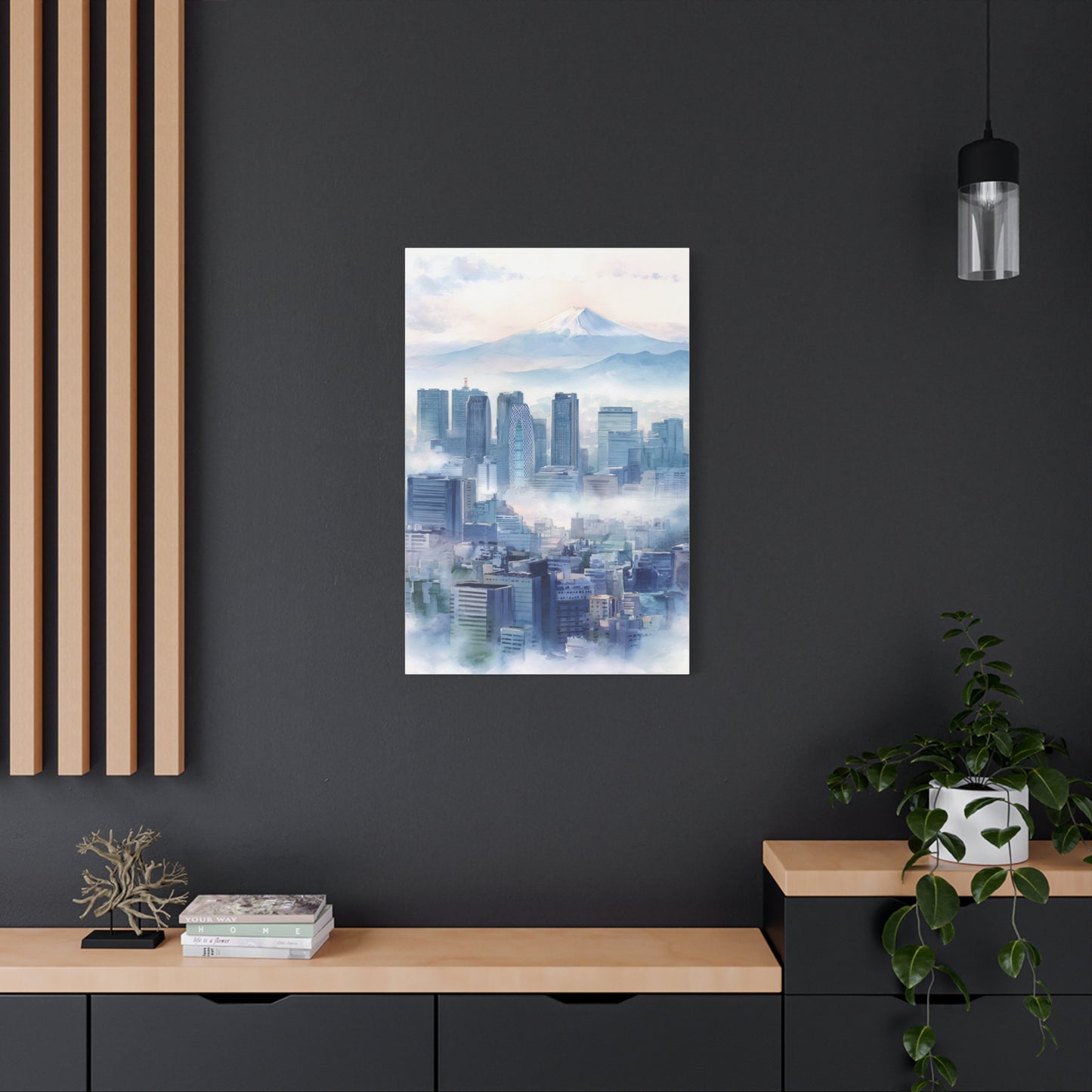 Tokyo Skyline Morning Mist With Mount Fuji Wall Art & Canvas Print
