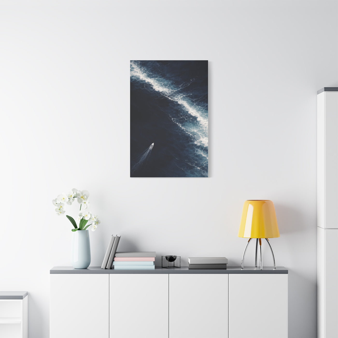 Aerial Navy Ocean Wave Perspective Wall Art & Canvas Print