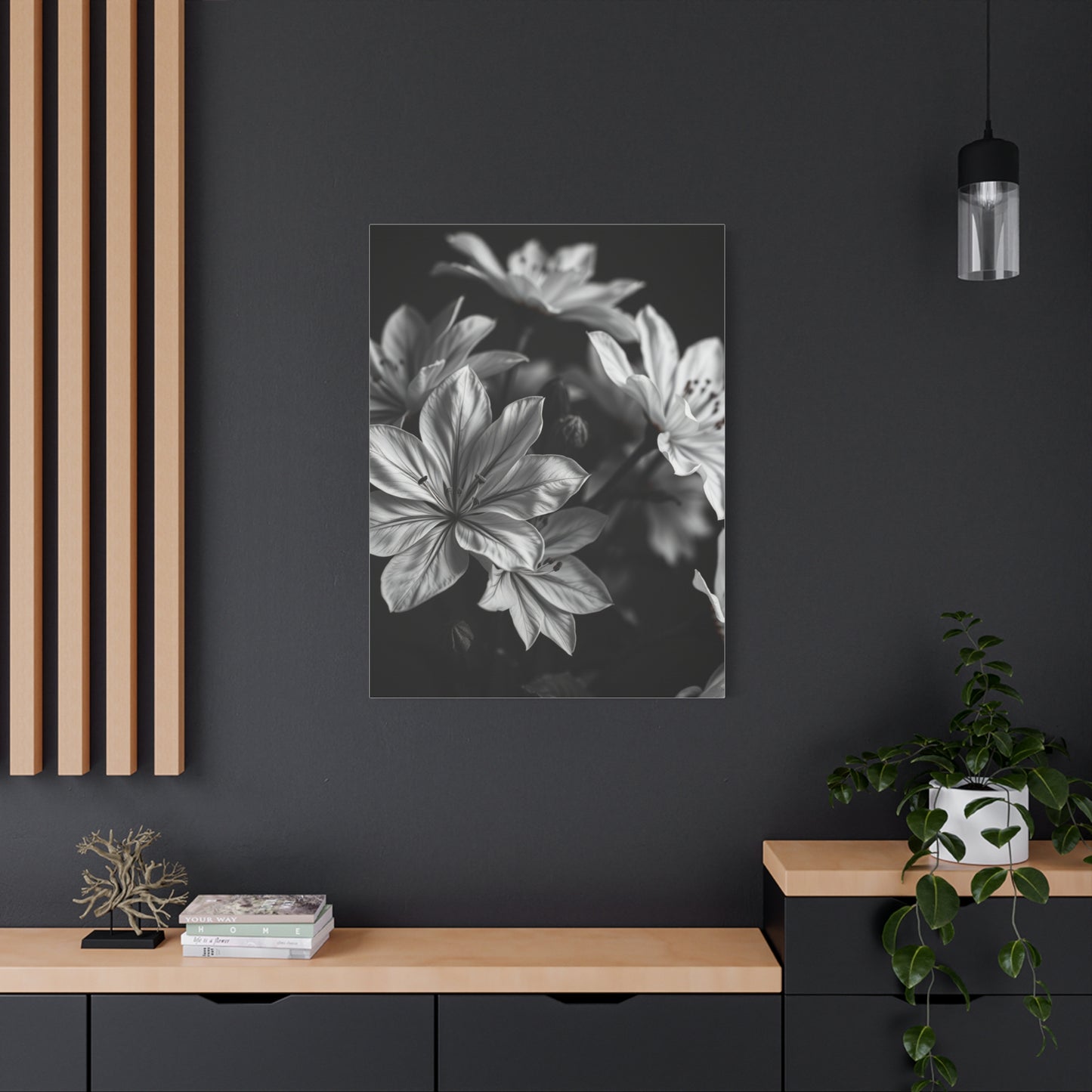 Ebony Whiteness Petal Tableau Wall Art & Canvas Print