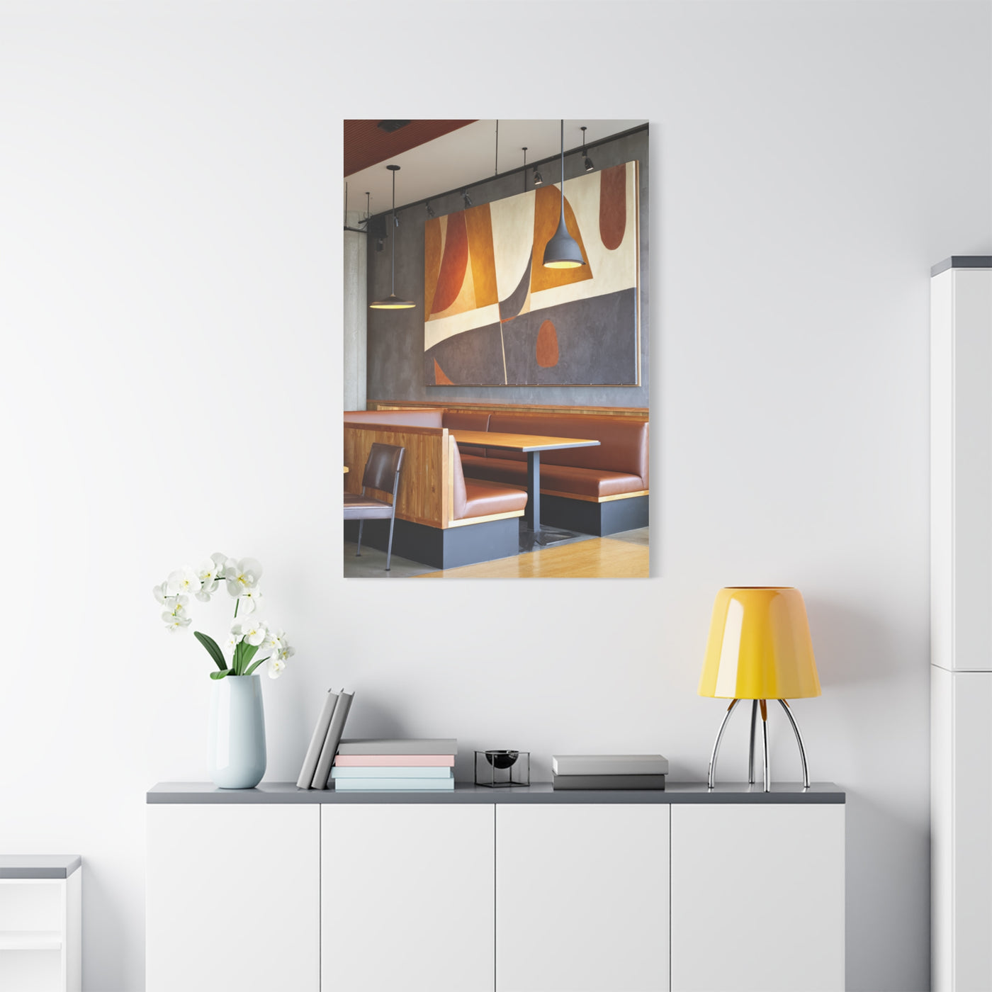 Warm Geometric Restaurant Booth Wall Art & Canvas Print
