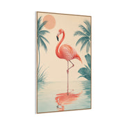 Minimal Flamingo Sunset Reflection Tropical Wall Art & Canvas Print