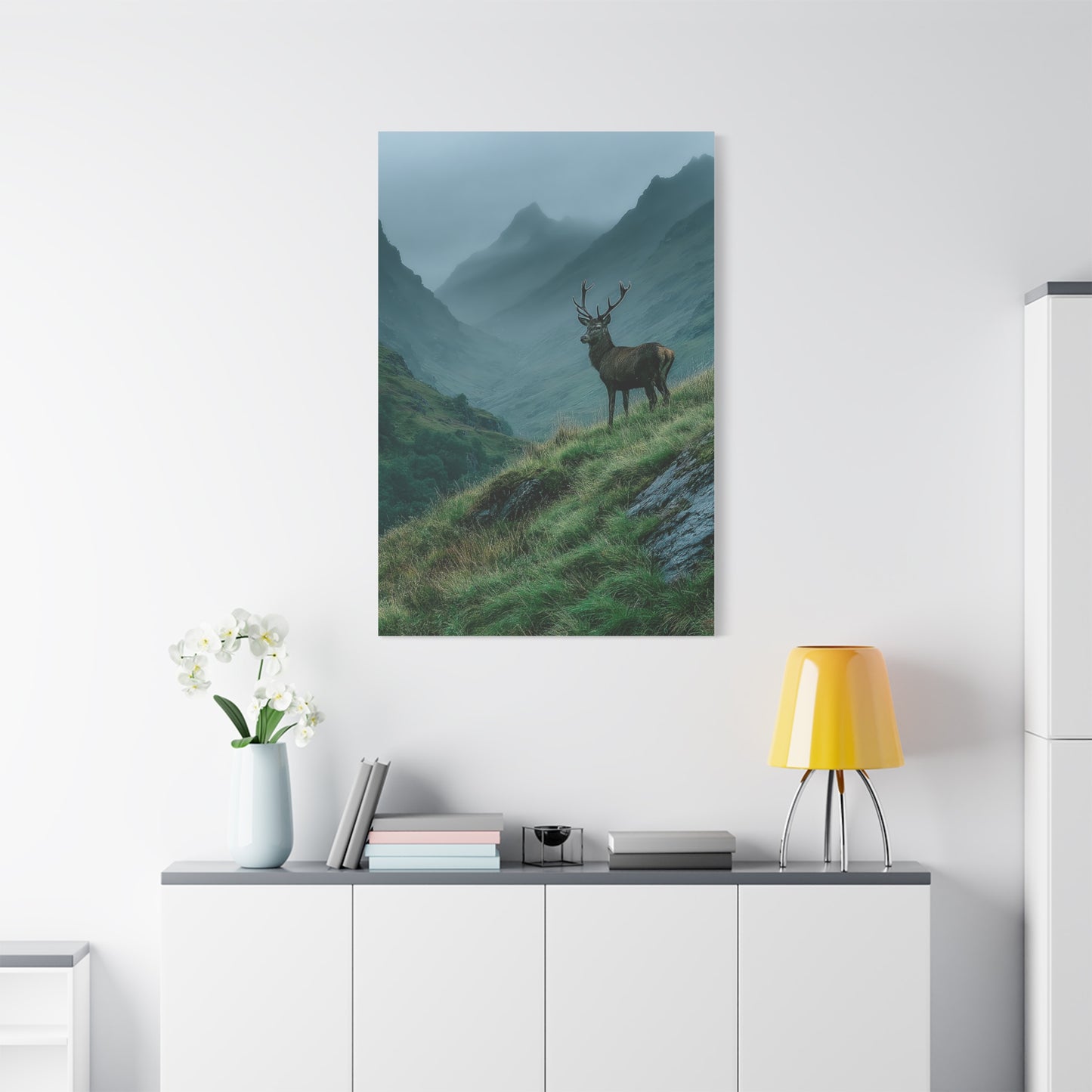 Highland Valley Stag Vista Wall Art & Canvas Print