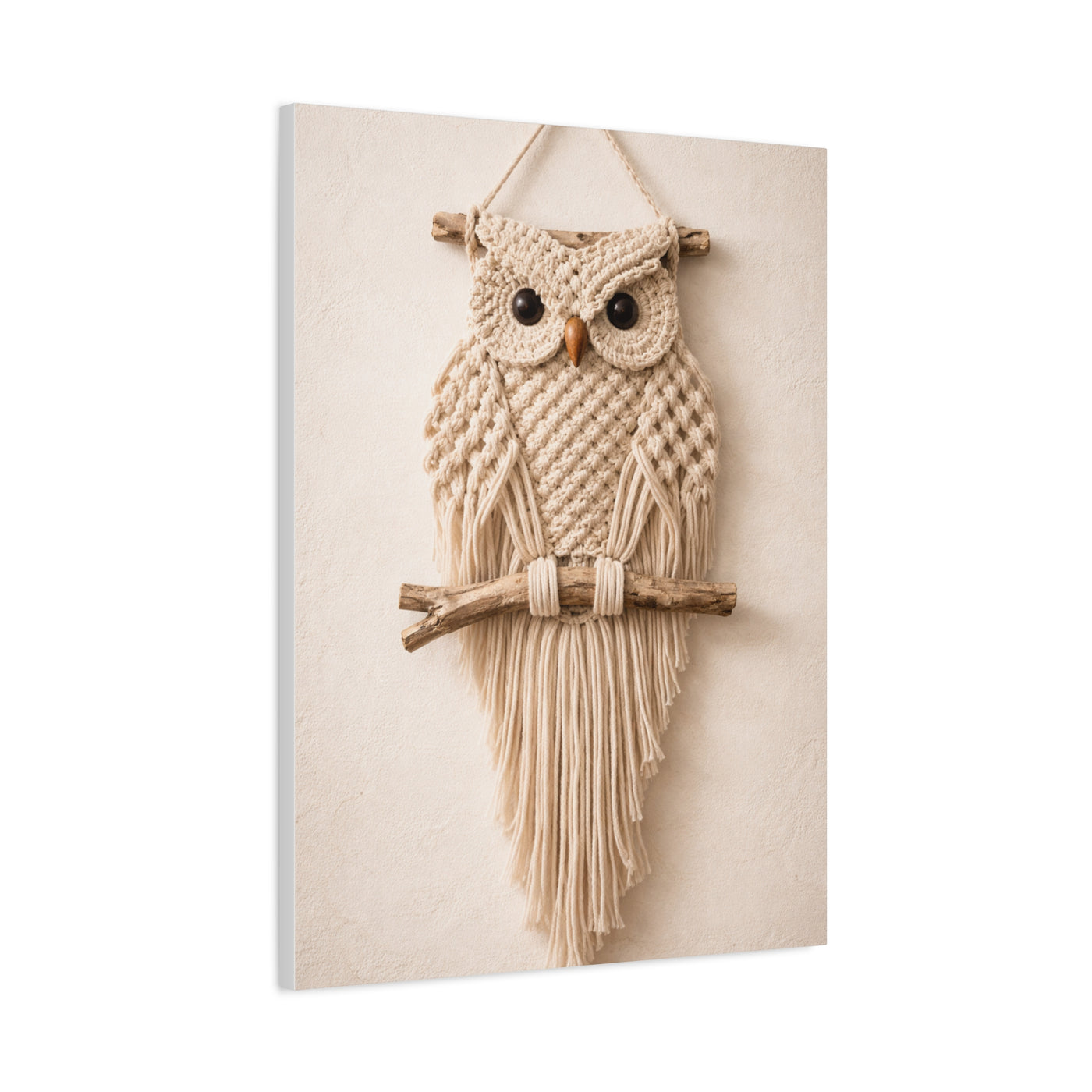 Boho Macrame Owl Textile Wall Art & Canvas Print