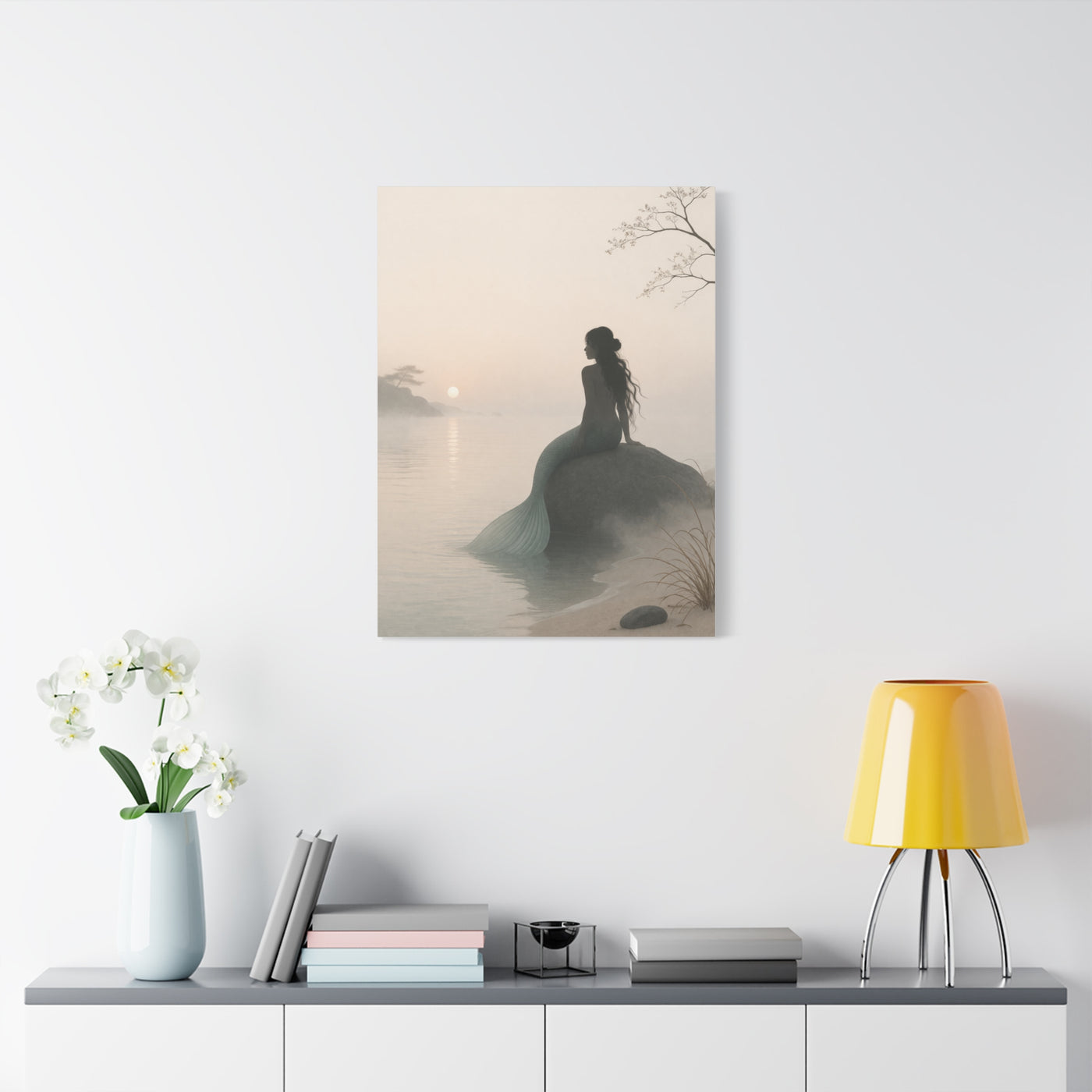 Misty Shore Mermaid Serenity Wall Art & Canvas Print